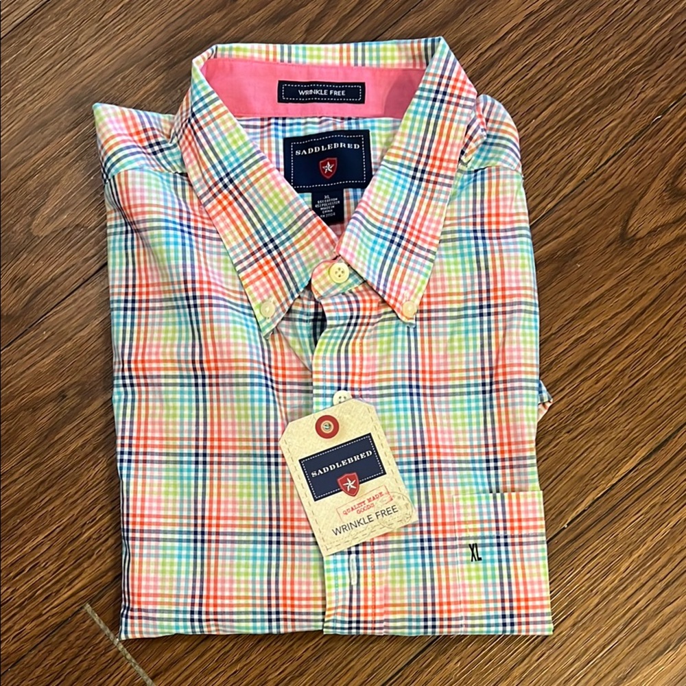 Saddlebred Red and Pink Casual Button Down Shirt